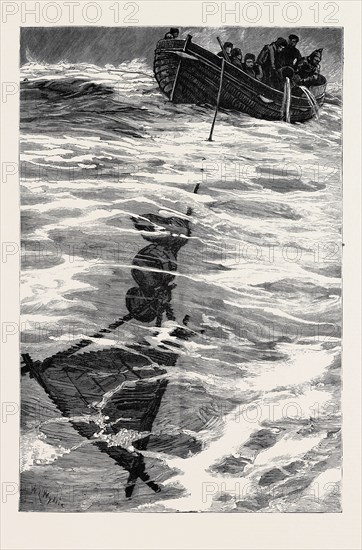 THE LOSS OF THE "JEANNETTE", LIEUTENANT DANENHOWER'S BOAT RIDING OUT THE GALE, SEPTEMBER 12, 1881, WITH AN IMPROVISED SEA ANCHOR