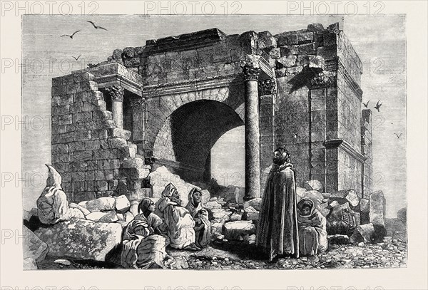 THE FRENCH OCCUPATION OF TUNIS: RUINS AT HYDRA: SCENE OF THE BATTLES BETWEEN THE ARABS AND COLONEL FORGEMOL'S COLUMN ADVANCING TO KAIRWÃÂN