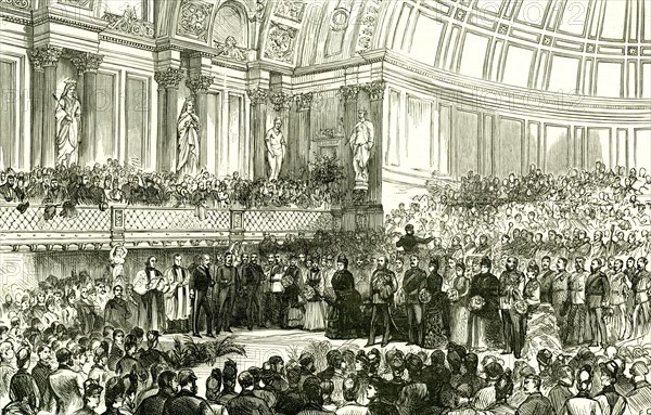 The People's Palace, London, U.K., 1887, Her Majesty opening the Queen's Hall. East London. people, events