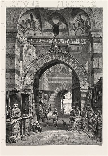 ENTRANCE TO THE KHAN EL-KHALIL.  Egypt, engraving 1879