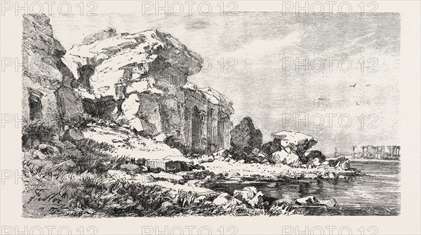 THE NILE TABLETS AT GEBEL SILSILEH. Egypt, engraving 1879