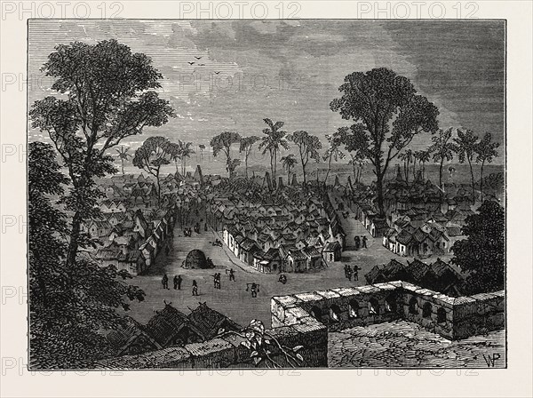 VIEW OF COOMASSIE, THE CAPITAL OF ASHANTI. Ashanti Empire, a pre-colonial West African state in what is now Ghana