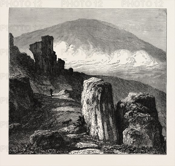 VIEW OF THE BROCKEN, IN THE HARZ MOUNTAINS, GERMANY. The Harz is the highest mountain range in northern Germany and its rugged terrain extends across parts of Lower Saxony, Saxony-Anhalt and Thuringia.