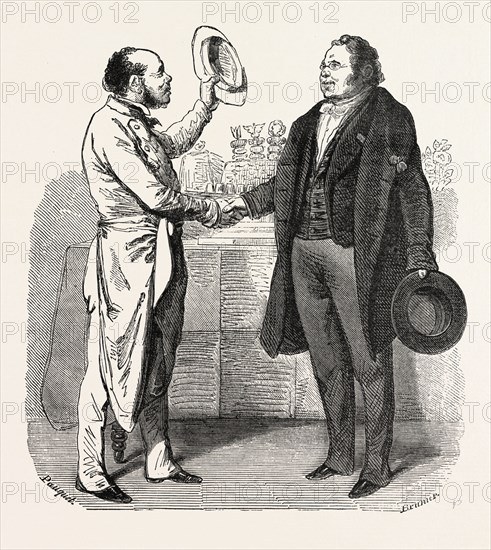 The cook and the doctor. Fable. engraving 1855