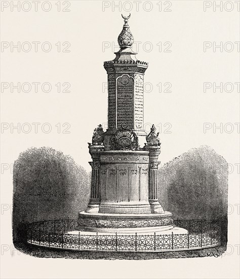 Project, a memorial to the enactment of Tanziinat, by P.-A. Bilezikdji architect. engraving 1855