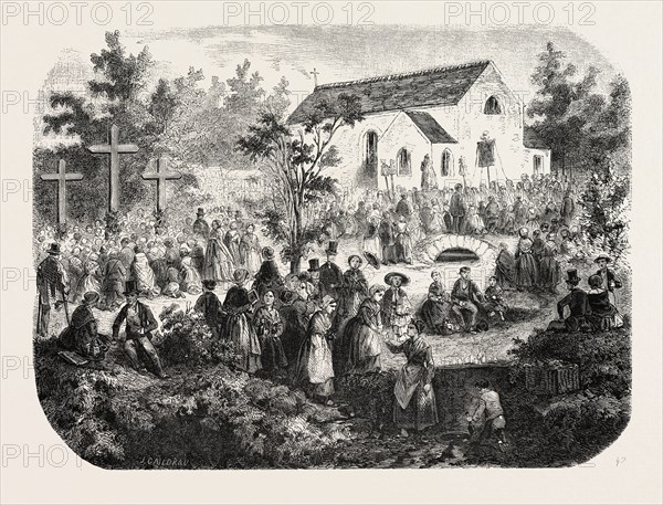 Fete of the Nativity of Our Lady: Pilgrimage to Our Lady of the Angels, Livry (Seine-et-Oise), France, 1855. Engraving