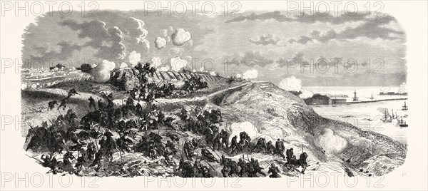 Attack of the redan du Carenage of the division Dulac. The Crimean War, 1855. Engraving