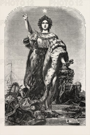 France, allegorical figure painting by M.A. Marc. 1855. Engraving