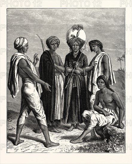 KHONDS FROM KHONDISTAN.  Khonds, or Kandhs are an aboriginal tribe of India, inhabiting the tributary states of Orissa and Srikakulam, in the Visakhapatnam districts of Andhra Pradesh.