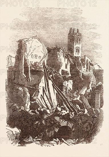 RUINS OF A HOUSE, AFTER THE EARTHQUAKE, AT MELFI, a town and comune in the Vulture area of the province of Potenza, in the Southern Italian region of Basilicata, Italy