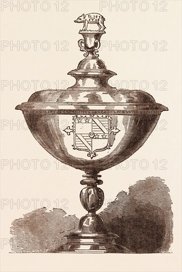 THE CUP OF SIR NICHOLAS BACON, WHO DIED ON FEBRUARY 20, 1579. English politician during the reign of Queen Elizabeth I, Lord Keeper of the Great Seal. UK, britain, british, europe, united kingdom, great britain, european-