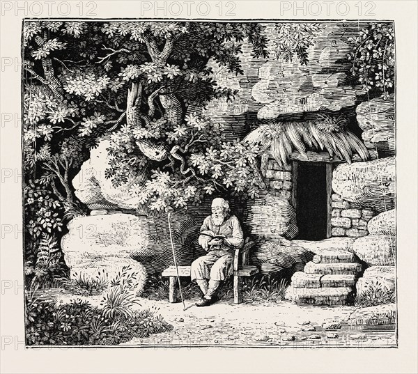 The Hermit at his Morning Devotions. From Goldsmith and Parnell's Poems