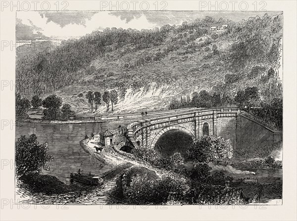 THE BRITISH ASSOCIATION AT BATH: AQUEDUCT OF THE KENNET AND AVON CANAL, AT LIMPLEY STOKE, NEAR BATH, UK, 1864