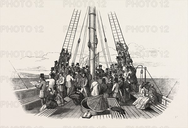 MEETING OF THE BRITISH ASSOCIATION AT SOUTHAMPTON: THE PRESIDENT'S GEOLOGICAL LECTURE ON BOARD THE "DE SAUMAREZ" STEAMER, WHITECLIFF BAY, ISLE OF WIGHT, 1846