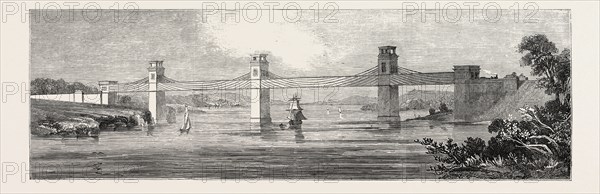 STEPHENSON'S IRON TUNNEL RAILWAY BRIDGE, BRITANNIA, OVER THE MENAI STRAITS, 1846