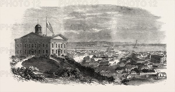 THE UNION PACIFIC RAILROAD OF AMERICA: OMAHA, NEBRASKA, EASTERN TERMINUS OF THE RAILWAY, VIEWED FROM THE CAPITOL, UNITED STATES OF AMERICA, 1869