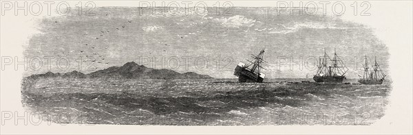 WRECK OF THE ROYAL MAIL STEAMSHIP "PARAMATTA" ON THE HORSESHOE REEF, NEAR ANAGADO, ONE OF THE WEST INDIA ISLANDS, 1859