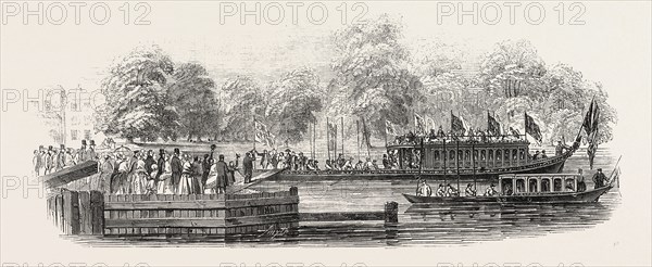 THE LORD MAYOR'S VISIT TO OXFORD: THE EMBARKATION AT OXFORD, UK, 1846