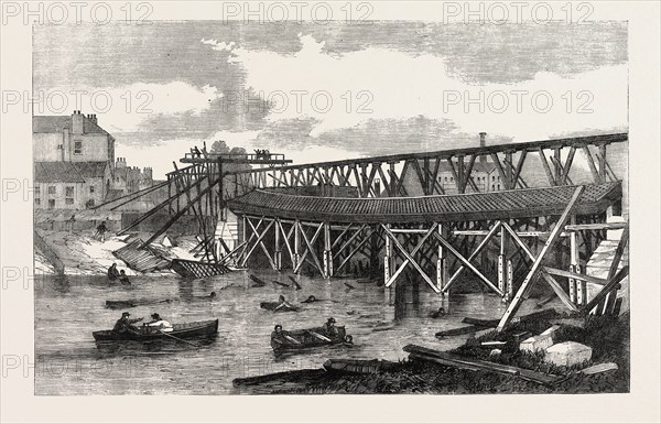 VIEW OF THE RUINS OF LENDAL BRIDGE, YORK, TAKEN IMMEDIATELY AFTER ITS FALL, UK, 1861