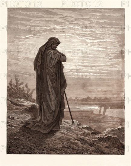 AMOS THE PROPHET, BY Gustave Doré. Dore, 1832 - 1883, French. Engraving for the Bible. 1870, Art, Artist, holy book, religion, religious, christianity, christian, romanticism, colour, color engraving.