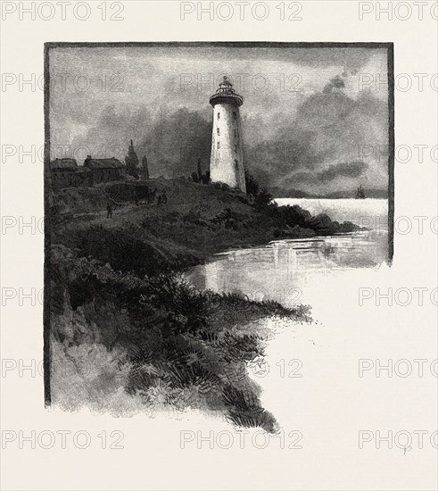 OLD LIGHTHOUSE, PRESCOTT, CANADA, NINETEENTH CENTURY ENGRAVING