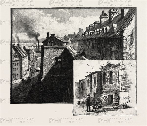 QUEBEC, ST. ROCH'S SUBURBS AND OLD ARSENAL, CANADA, NINETEENTH CENTURY ENGRAVING