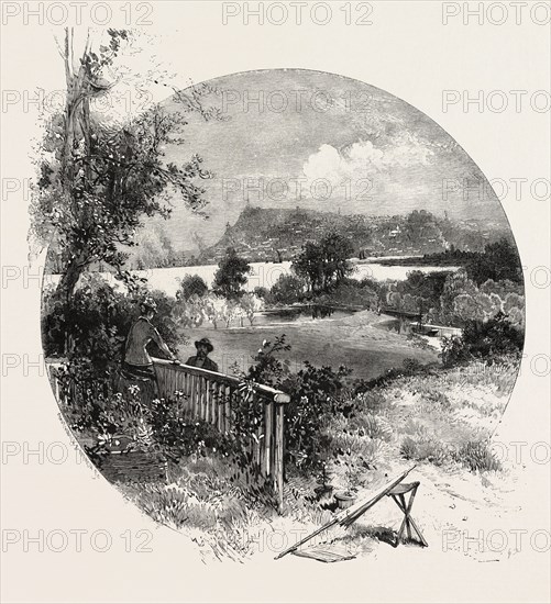 QUEBEC, VIEW FROM THE OLD MANOR HOUSE AT BEAUPORT, CANADA, NINETEENTH CENTURY ENGRAVING