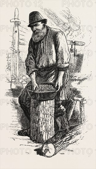 Men of the Bush, the cook, Sketches from life, by Frank H. Schell, CANADA, NINETEENTH CENTURY ENGRAVING