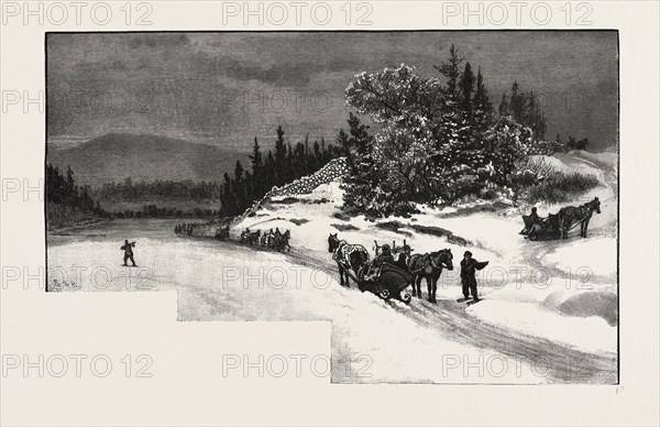 RAT RIVER LANDING, CANADA, NINETEENTH CENTURY ENGRAVING