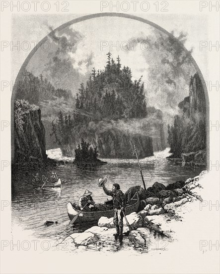 THE UPPER LAKES, SPLIT ROCK, CANADA, NINETEENTH CENTURY ENGRAVING