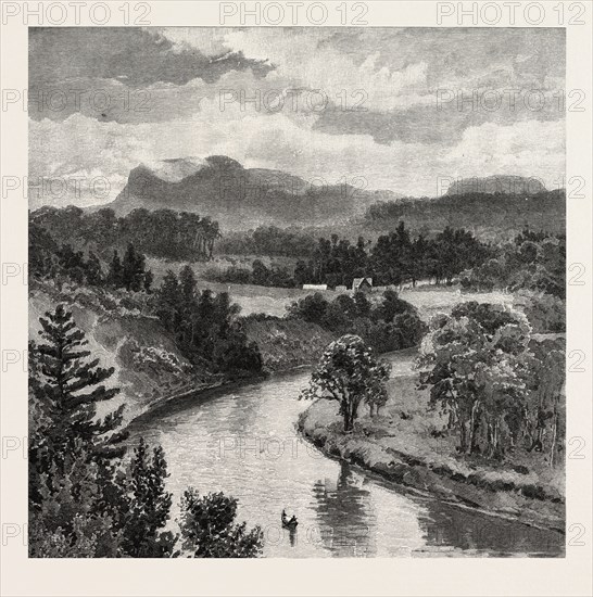THE UPPER LAKES, Pointe de Meuron, CANADA, NINETEENTH CENTURY ENGRAVING