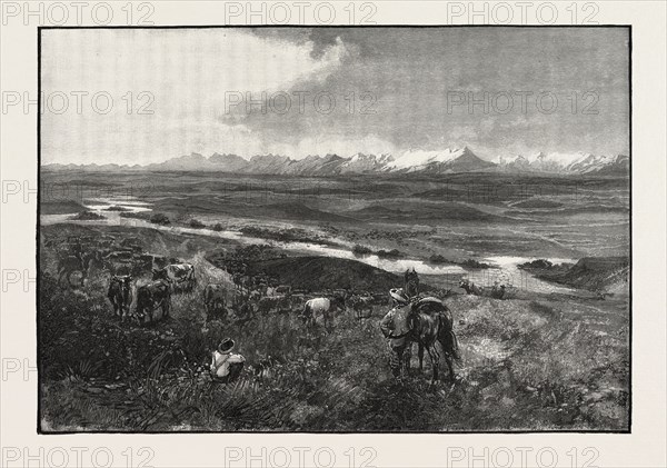 NEAR FORT CALGARRY, LOOKING TOWARDS THE ROCKY MOUNTAINS, CANADA, NINETEENTH CENTURY ENGRAVING