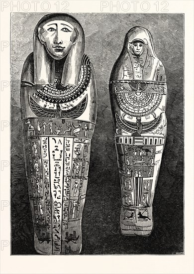 EGYPTIAN MUMMY AND CASE IN THE BRITISH MUSEUM. London, UK, britain, british, europe, united kingdom, great britain, european