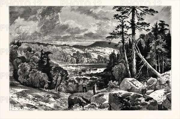 A GLIMPSE OF THE MISSISQUOI. Thomas Moran (February 12, 1837 â€ì August 25, 1926) from Bolton, England was an American painter and printmaker of the Hudson River School in New York whose work often featured the Rocky Mountains.USA. Missisquoi River is a tributary of Lake Champlain, approximately 80 mile (130 km) long, in northern Vermont in the United States and southern Quebec in Canada.