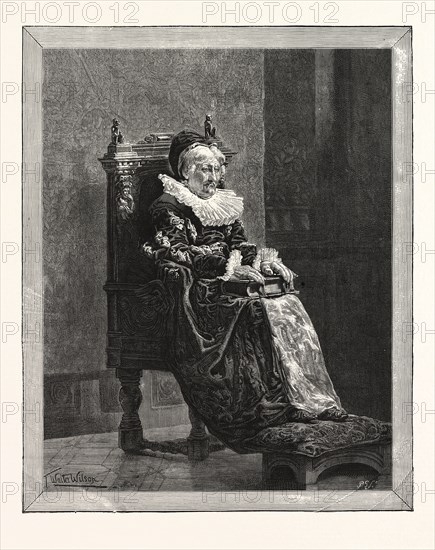 THE LADY OF THE GRANGE, PICTURE OF T. WALTER WILSON IN THE DUDLEY GALLERY,  ENGRAVING 1876