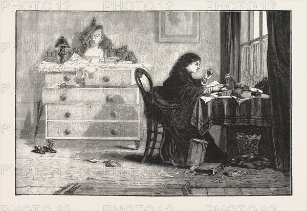 READING FOR A DEGREE. ENGRAVING 1876, UK, britain, british, europe, united kingdom, great britain, european, study, university, college, education, higher education, student, female