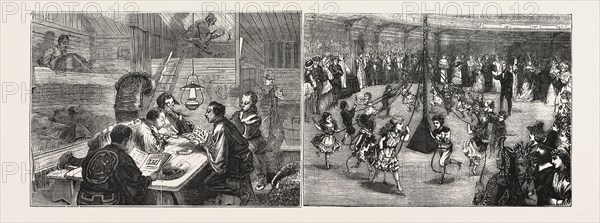 Interior of the Japanese quarters, Fairmont park, Philadelphia. Carnival of Authors at the academy of  music, Philadelphia. Engraving 1876, US, USA, America, United States