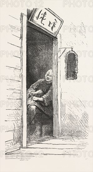 WATCH DOG OF A GAMBLING DEN, THE CHINESE QUARTERS, SAN FRANCISCO, ENGRAVING 1876, US, USA, America, United States