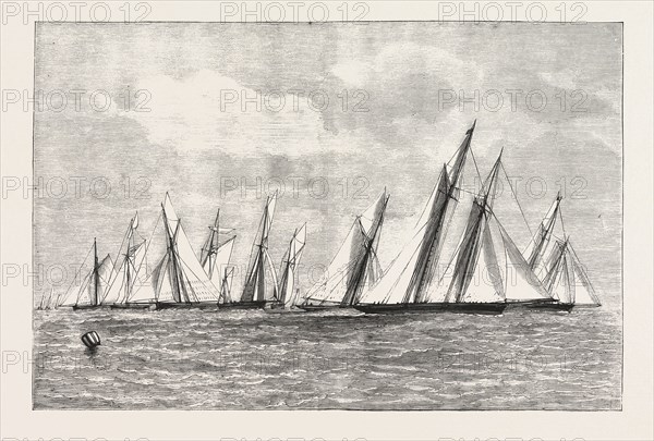 THE ROYAL THAMES YACHT CLUB CHANNEL MATCH, ENGRAVING 1876, UK, britain, british, europe, united kingdom, great britain, european