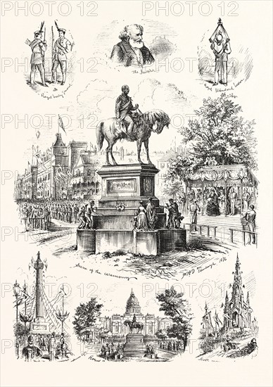 THE QUEENS VISIT TO EDINBURGH TO INAUGURATE THE PRINCE CONSORT MEMORIAL, ENGRAVING 1876, UK, britain, british, europe, united kingdom, great britain, european