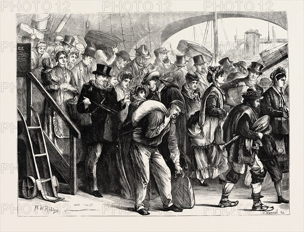 LANDING OF FRENCH REFUGEES AT LONDON BRIDGE, LONDON, UK, 1870