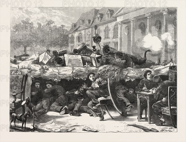 FRANCO-PRUSSIAN WAR: PRUSSIAN BARRICADE AT THE CHATEAU MEUDON: THE NOISE OF A SHELL, 1870