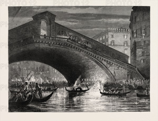 A FETE AT VENICE, ITALY: THE RIALTO, 1870