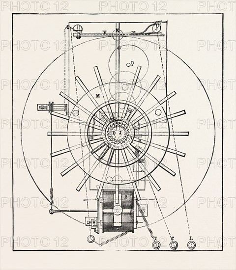 RAILWAY APPARATUS AT THE PARIS ELECTRICAL EXHIBITION: Guggemos's Correspondence Apparatus, Internal View, FRANCE, 1882