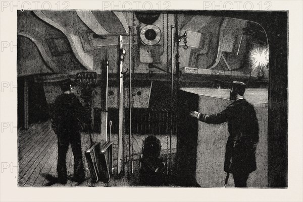 THE NEW WAR SHIP OF THE BRITISH NAVY, H.M.S. INFLEXIBLE: THE TURRET BELOW THE DECK, SHOWING THE METHOD OF LOADING THE GUNS, 1882