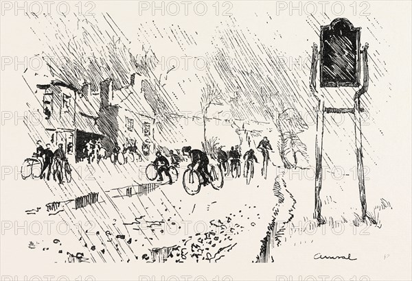 WITH THE CYCLIST CORPS AT THE EASTER VOLUNTEER MANOEUVRES, 1888 engraving