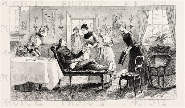 HERE I WAS INDEED MADE MOST COMFORTABLE FOR A SHORT, A TOO SHORT, TIME, 1888 engraving