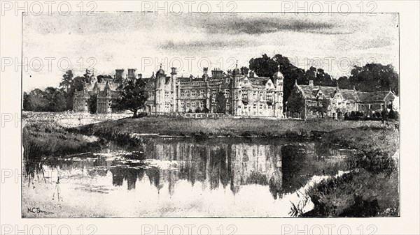 CHARLECOTE HALL, NEAR STRATFORD-ON-AVON The Modern Building, 1888 engraving