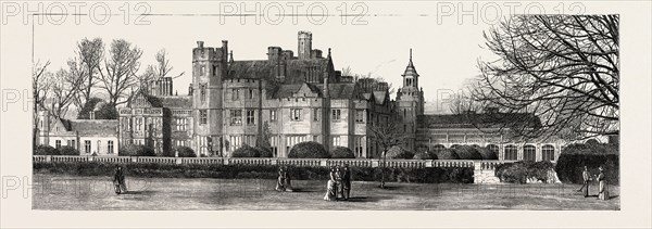 CANFORD MANOR, THE RESIDENCE. OF LORD WIMBORNE, engraving 1890, UK, U.K., Britain, British, Europe, United Kingdom, Great Britain, European