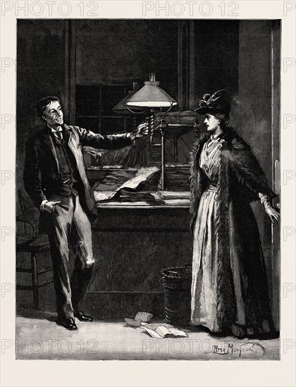 DRAWN BY PERCY MACQUOID, THE VISITOR, Percy Macquoid, 1852-1925, was an English artist and illustrator described as the non plus ultra of elegance and mild refined feeling, engraving 1890